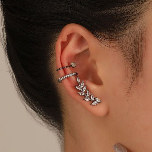 Lats  Boucles D'oreilles  Clips Pour Femmes Et Hommes, Couleur Or Blanc, Feuilles De Zircon, Cratif, Simple, Manchette D'oreille, Non Piercing, Ensemble De Clips D'oreille, Bijoux Tendance