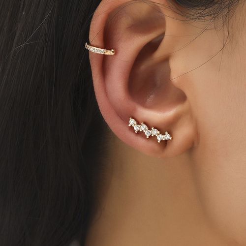 Lats  Boucles D'oreilles  Clips Pour Femmes Et Hommes, Couleur Or Blanc, Feuilles De Zircon, Cratif, Simple, Manchette D'oreille, Non Piercing, Ensemble De Clips D'oreille, Bijoux Tendance