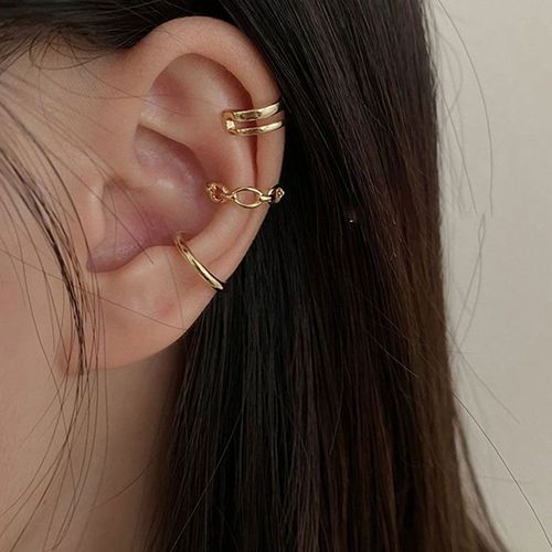 Lats  Boucles D'oreilles  Clips Pour Femmes Et Hommes, Couleur Or Blanc, Feuilles De Zircon, Cratif, Simple, Manchette D'oreille, Non Piercing, Ensemble De Clips D'oreille, Bijoux Tendance