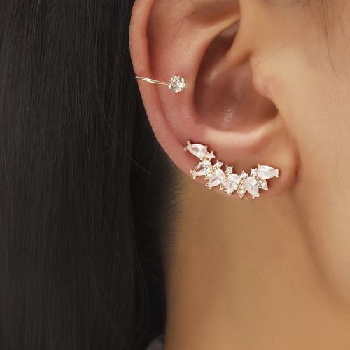 Lats  Boucles D'oreilles  Clips Pour Femmes Et Hommes, Couleur Or Blanc, Feuilles De Zircon, Cratif, Simple, Manchette D'oreille, Non Piercing, Ensemble De Clips D'oreille, Bijoux Tendance
