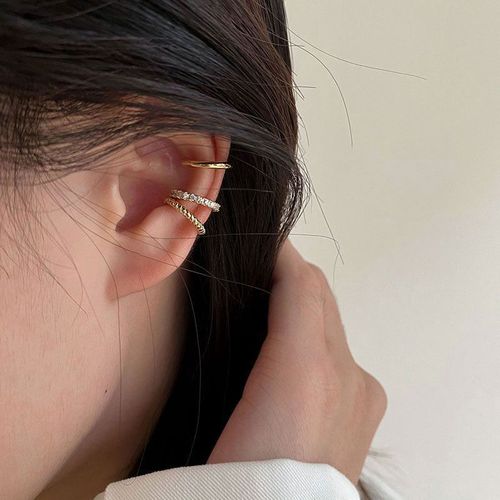 Lats  Boucles D'oreilles  Clips Pour Femmes Et Hommes, Couleur Or Blanc, Feuilles De Zircon, Cratif, Simple, Manchette D'oreille, Non Piercing, Ensemble De Clips D'oreille, Bijoux Tendance