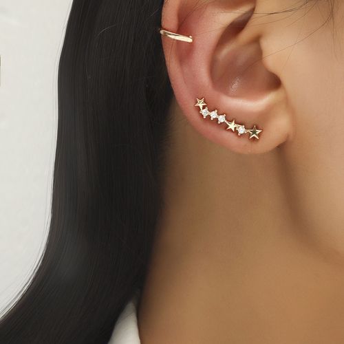Lats  Boucles D'oreilles  Clips Pour Femmes Et Hommes, Couleur Or Blanc, Feuilles De Zircon, Cratif, Simple, Manchette D'oreille, Non Piercing, Ensemble De Clips D'oreille, Bijoux Tendance