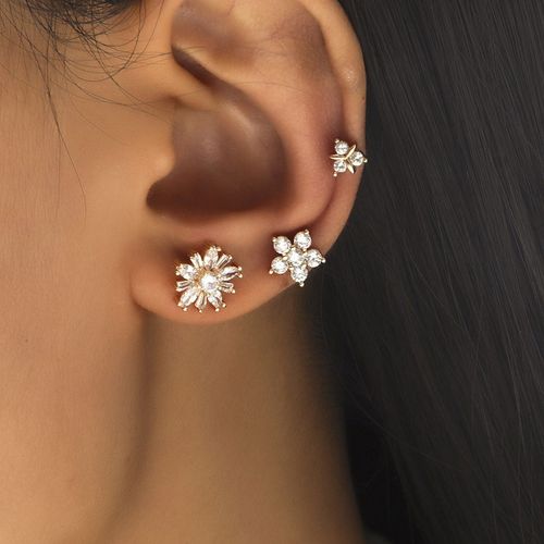 Lats  Boucles D'oreilles  Clips Pour Femmes Et Hommes, Couleur Or Blanc, Feuilles De Zircon, Cratif, Simple, Manchette D'oreille, Non Piercing, Ensemble De Clips D'oreille, Bijoux Tendance