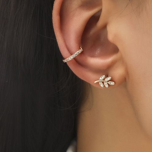 Lats  Boucles D'oreilles  Clips Pour Femmes Et Hommes, Couleur Or Blanc, Feuilles De Zircon, Cratif, Simple, Manchette D'oreille, Non Piercing, Ensemble De Clips D'oreille, Bijoux Tendance