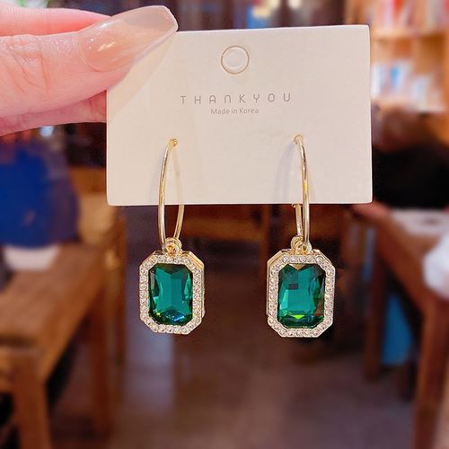Lats-Ensemble De Bijoux De Clavicule En Acier Au Titane Pour Femme, Boucles D'oreilles, Bague, Collier, Lumire, Exquis, Vert, Luxe, Fte De Mariage, Jowomen