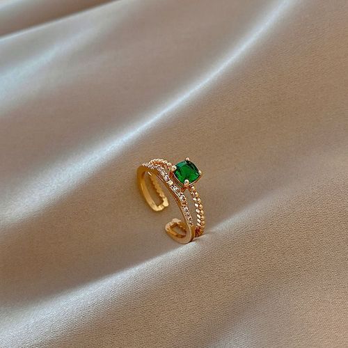 Lats-Ensemble De Bijoux De Clavicule En Acier Au Titane Pour Femme, Boucles D'oreilles, Bague, Collier, Lumire, Exquis, Vert, Luxe, Fte De Mariage, Jowomen