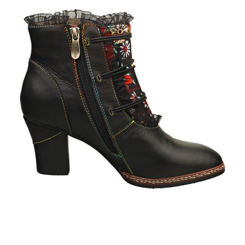 Bottines Laura Vita Amceliao - Cuir Et Tissu Noir Multicolore - 39