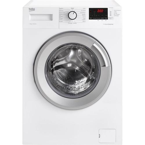Beko WTV9712BS1W Machine  laver Blanc avec porte argente - Chargement frontal