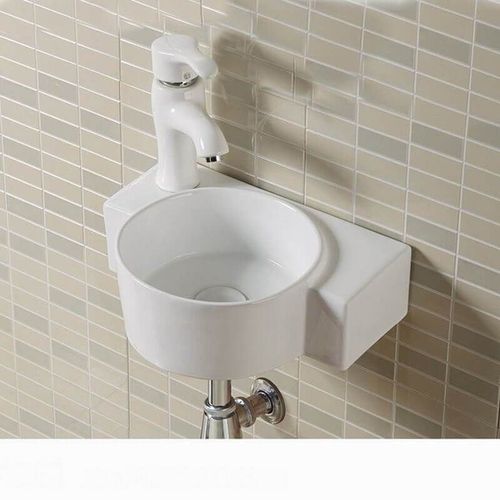 Lave Main Asymtrique Gauche - Cramique Blanc - 40x28 Cm - Pool