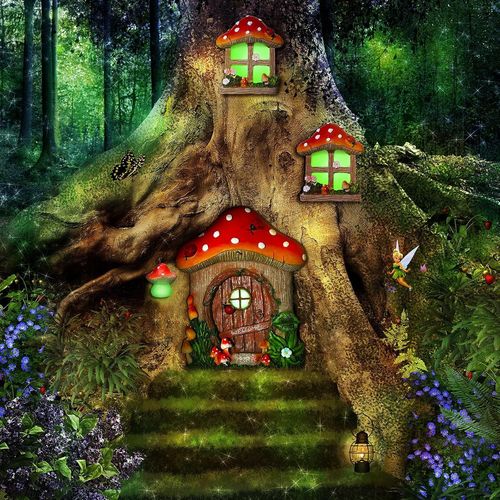 Lbgwp60-Fentre Et Porte De Maison Miniatures Avec Lampe Litire Brillante Dans Noir Porte Et Fentre De Sommeil De Fes Sculpture De Jardin Cour Pour Dcoration D'arbre Jardin Cour (Champignon)