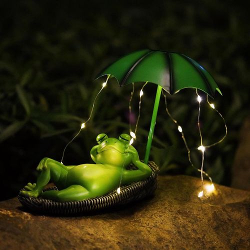 Lbgwp60-Statues De Jardin Solaires En Forme De Grenouilles, Ornements De Jardins Avec Lumires Led Solaires, Statue Dcorative Extrieure En Rsine Impermable Pour Jardin, Terrasse, Cour, Pelouse, 