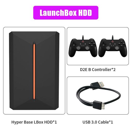 Lbox 500 Go-D2e B-2 - Plus De 3760 Jeux 3d/Aaa Pour Ps4/Ps3/Ps2/Switch/Wii/Wprospects U/N64/Dc, Disque Dur De Jeu Externe Portable De 500 Go Pour Pc Windows