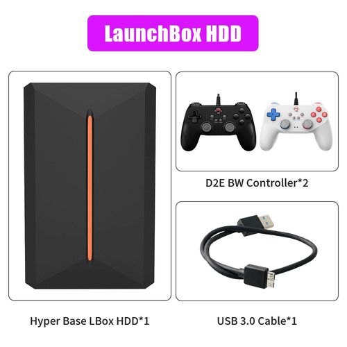 Lbox 500 Go-D2e Bw - Plus De 3760 Jeux 3d/Aaa Pour Ps4/Ps3/Ps2/Switch/Wii/Wprospects U/N64/Dc, Disque Dur De Jeu Externe Portable De 500 Go Pour Pc Windows