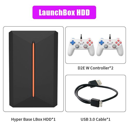 Lbox 500 Go-D2e W-2 - Plus De 3760 Jeux 3d/Aaa Pour Ps4/Ps3/Ps2/Switch/Wii/Wprospects U/N64/Dc, Disque Dur De Jeu Externe Portable De 500 Go Pour Pc Windows