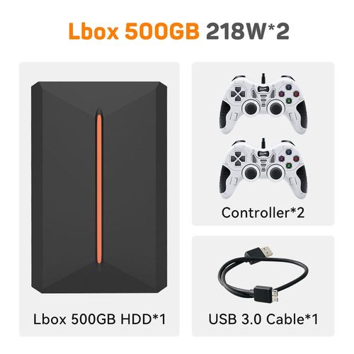 Lbox500g-218w-2 - Disque Dur De Jeu Portable,Hdd Avec Plus De 3700 Jeux Pc Et 3d, Ps4, Ps3, Ps2, Wii, Wiiu, Switch, Console De Jeu Pour Pc