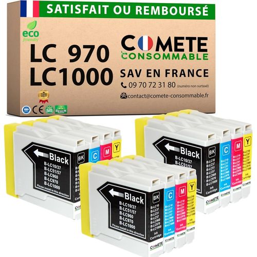 Lc970 Lc1000-12 Cartouches D'encre Compatibles Avec Brother Lc970 Lc1000 - Pour Brother Dcp135c Dcp150c Dcp153c Dcp157c Mfc235c Mfc260c (Noir Et Couleur)