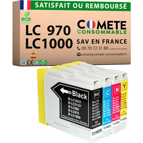 Lc970 Lc1000-4 Cartouches D'encre Compatibles Avec Brother Lc970 Lc1000 - Pour Brother Dcp135c Dcp150c Dcp153c Dcp157c Mfc235c Mfc260c (1 Noir Et 3 Couleur)