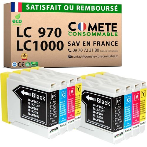 Lc970 Lc1000-8 Cartouches D'encre Compatibles Avec Brother Lc970 Lc1000 - Pour Brother Dcp135c Dcp150c Dcp153c Dcp157c Mfc235c Mfc260c (Noir Et Couleur)