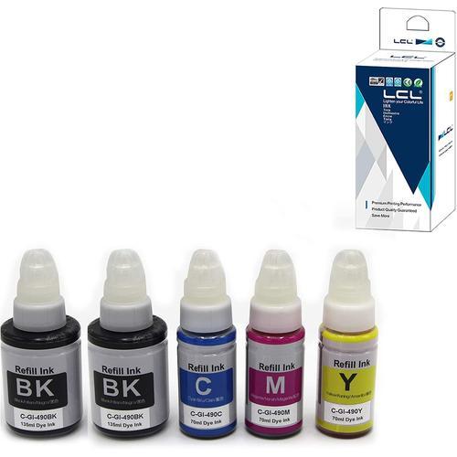 Lcl Imprimante Bouteille D'encre Gi-490 Gi-590 Gi-590bk Gi-590c Gi-590m Gi-590y (2noir 1cyan 1magenta 1jaune) Remplacement Pour Canon Pixma G1000 G1400 G1500 G2000 G2400 G2500 G3000 G3400 G3500