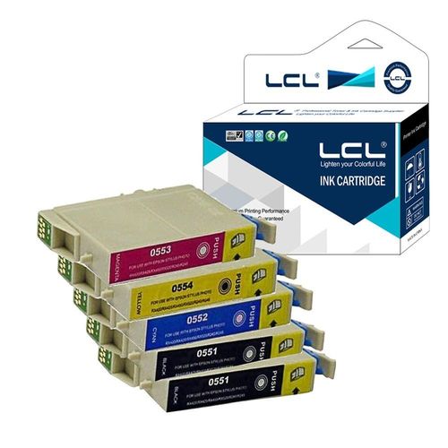 Lcl(Tm) T0556 T0551 T0552 T0553 T0554 (5-Pack, 2 Noir Cyan Magenta Jaune) Cartouches D'encre Compatible Pour Epson Stylus Photo Rx420/Rx425/Rx520/R240/R245