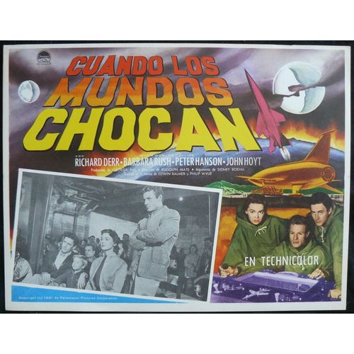 Le Choc Des Mondes - When Worlds Collide * Rudolphe Mate - Affiche De Cinma Originale Mexicaine 1951 - Lobby Card - 32x42 Cm * Richard Derr ; Barbara Rush ; Peter Hanson, Film 1951 Science-Fiction