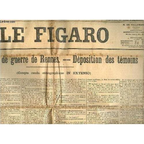 Le Figaro N247bis 3e Srie 45e Anne Supplment Du Lundi 4 Septembre 1899 - Le Conseil De Guerre De Rennes Dposition Des Tmoins (Compte Rendu Stnographique In Extenso) dition Spciale Du Figaro(...)   de Collectif 