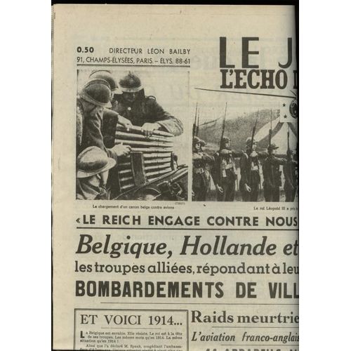 Le Jour L' Echo De Paris 325 Bruxelles 