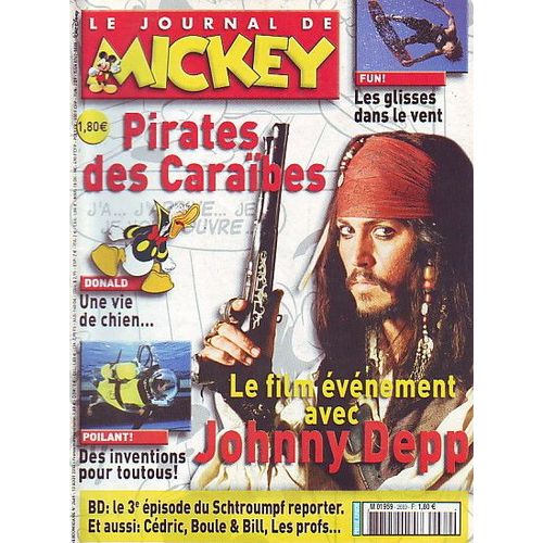 Le Journal De Mickey 2669 Johnny Depp Couverture + 2 Pages  + Pirates Des Carabes 5 Pages / Fiche Collector Lisa Kudrow Friends  2669