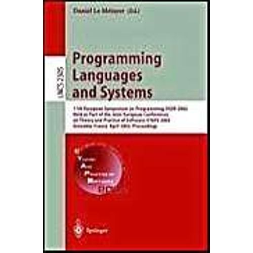 Programming Languages And Systems   de Daniel Le Metayer  Format Broch 