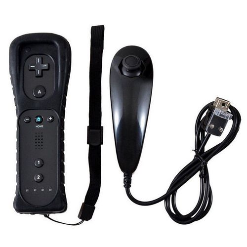 Le Noir Manette De Jeu Sans Fil Pour Nintendo Wii, Tlcommande Sans Motion Plus + Contrleur Nunchuck, Joystick Versez Accessoires Nintendo Wii