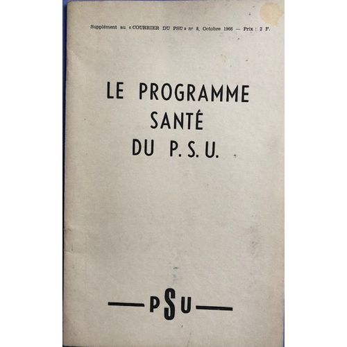 Le Programme Sant Du Psu