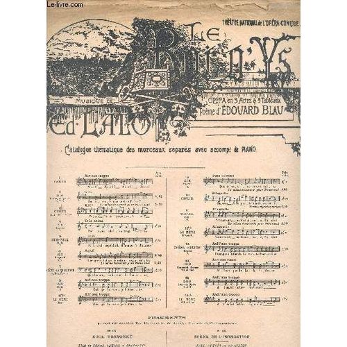 Le Roi D Ys - Partition N11 - H.& Cie 6968-5 - Opra En 3 Actes Et 5 Tableaux -   de Blau Edouard - Ed. Lalo - 