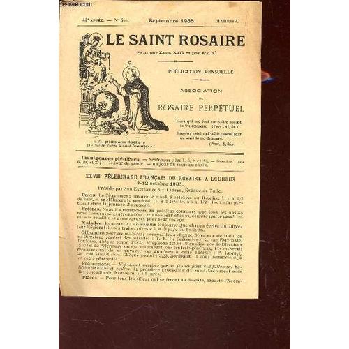 Le Saint Rosaire - 44e Annee - N522 - Septembre 1935 - Biarritz.   de COLLECTIF / SOULIE