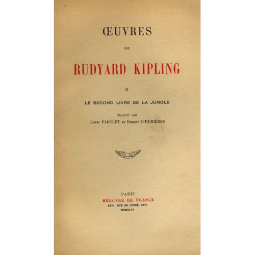 Le Second Livre De La Jungle / 1946 / Kipling, Rudyard / Rf8193   de rudyard kipling 