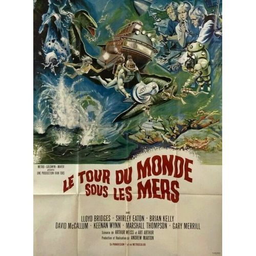 Le Tour Du Monde Sous Les Mers - Affiche Originale De Cinma -Format 120x160 Cm -De Andrew Marton Avec Lloyd Bridges, Brian Kelly, Shirley Eaton, David Mccallum / Around The World Under The Sea - 1966