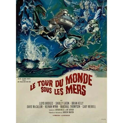 Le Tour Du Monde Sous Les Mers - Affiche Originale De Cinma - Format 60x80 Cm - De Andrew Marton Avec Lloyd Bridges, Brian Kelly, Shirley Eaton, David Mccallum / Around The World Under The Sea - 1966