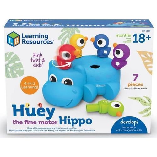 Learning Resources- Hippopotame Huey Jouet Pour La Motricit Fine Pour Les Tout-Petits Partir De 18 Mois Ler9108 Multicoloured