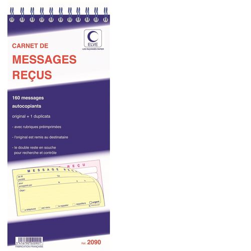 Lebon Vernay Lot De 5 Blocs Spirale 322 X 140 Mm 160 Messages Recu 40 Feuillets Dupli