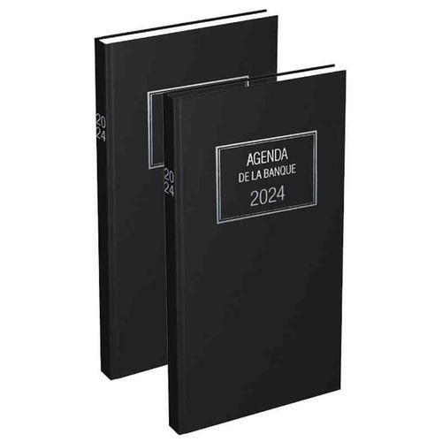 Lecas Agenda Banquier Long 15 X 34 Cm 1 Volume 1 Jour/2 Pages Noir