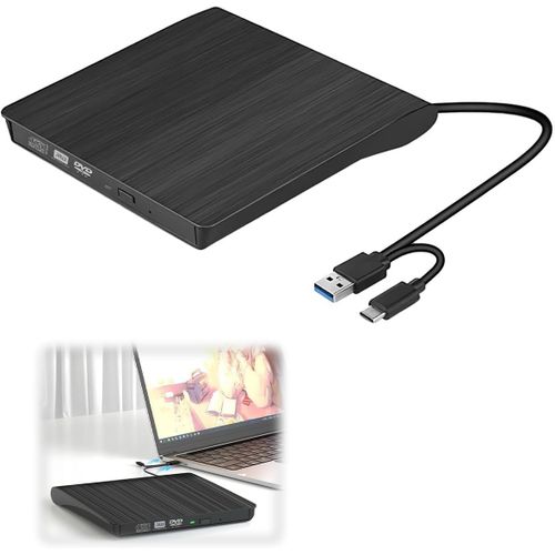 Lecteur Cd/Dvd Externe Pour Pc Usb 3.0 + Type-C Graveur Enregistreur Portable Rw/Rom Ultra Mince 9.5mm Graveur Cd/Dvd Transmission Rapide Intgre Windows/Mac Os Apple/Imac/Macbook/Laptop/Desktops/Pc
