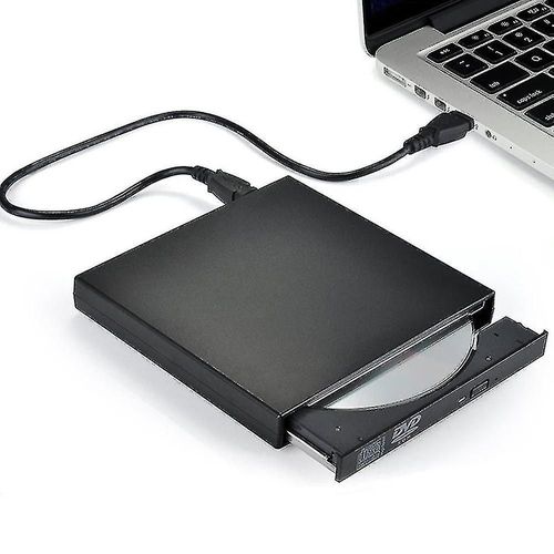 Lecteur cd / dvd externe, Usb 2.0 Slim Protable Lecteur cd-rw externe Dvd-rw Burner Burner Drive pour ordinateur portable pc de bureau, noir