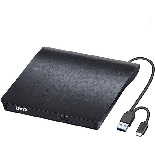 Lecteur Cd/Dvd Externe Usb 3.0 Et Type C Portable Cd-R/-Rw Drive,Lecteur Graveur Portable Cd,Pour Pc,Laptop,Desktops,Windows 7/8/10/11/Xp/Vista/Linux Et Mac Os Apple/Imac/Macbook
