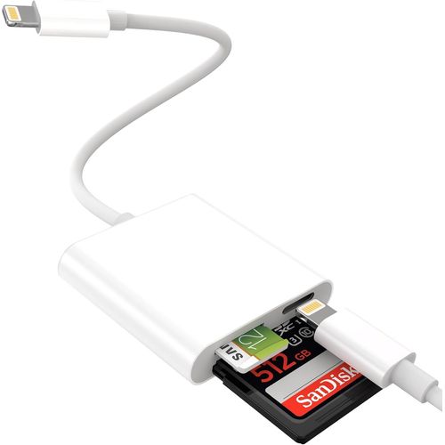Lecteur de carte Lightning vers SD TF avec fonction de charge, appareil photo numrique, lecteur de carte SD pour iPhone 14, iPad (prend en charge iOS 17 et versions antrieures), camra de chasse,