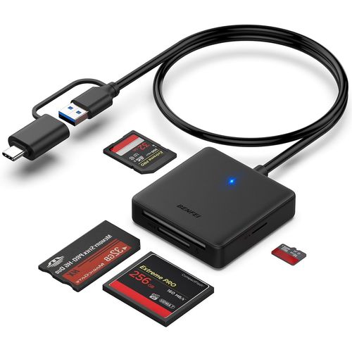Lecteur de Carte mmoire, 4 in 1 USB-C vers SD Adaptateur de Lecteur de Carte SD Micro SD MS CF,Compatible avec iPhone 15 Pro/Max,MacBook Pro/Air 2023,iPad Pro,Surface Book 3 et Plus