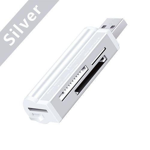 Lecteur de carte mmoire Flash 4 en 1,USB,adaptateur Micro SD/T-Flash/M2/MS - Type Argent