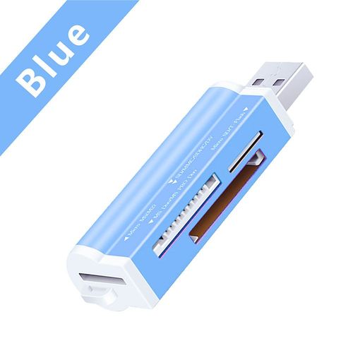Lecteur de carte mmoire Flash 4 en 1,USB,adaptateur Micro SD/T-Flash/M2/MS - Type Bleu