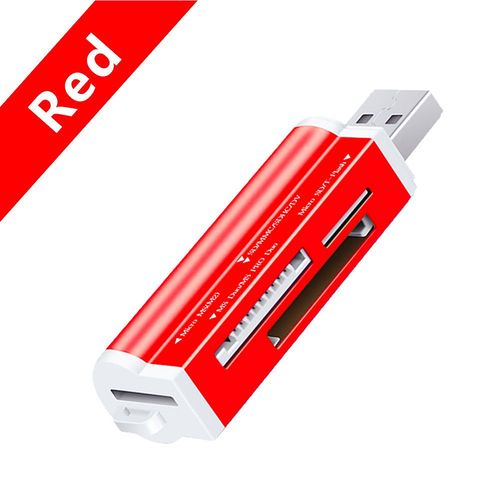 Lecteur de carte mmoire Flash 4 en 1,USB,adaptateur Micro SD/T-Flash/M2/MS - Type Rouge