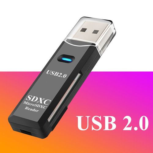 Lecteur de carte mmoire pour PC,2 en 1,USB 3.0,2.0,SD,TF,adaptateur multi-cartes,lecteur flash,accessoires pour ordinateur portable - Type USB2.0 Black 1