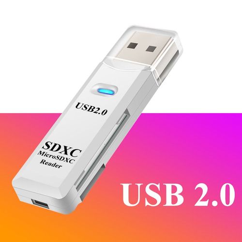 Lecteur de carte mmoire pour PC,2 en 1,USB 3.0,2.0,SD,TF,adaptateur multi-cartes,lecteur flash,accessoires pour ordinateur portable - Type USB2.0 White 1