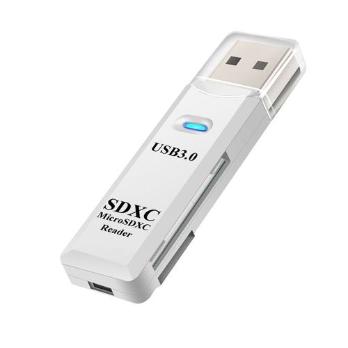 Lecteur de carte mmoire pour PC,2 en 1,USB 3.0,2.0,SD,TF,adaptateur multi-cartes,lecteur flash,accessoires pour ordinateur portable - Type USB3.0 White